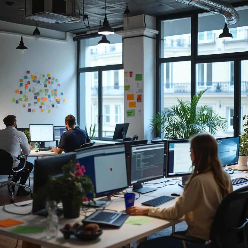 Bureau moderne avec vue sur Paris
